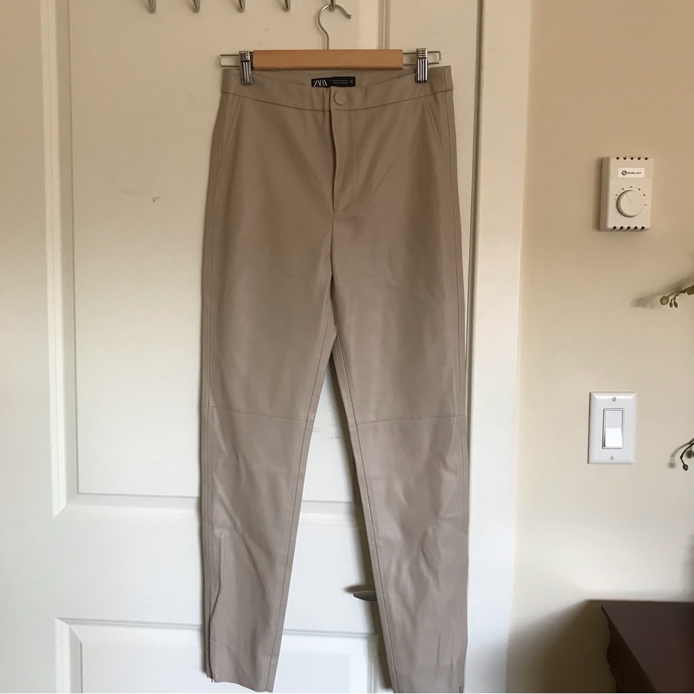 Zara  faux leather cream leggings